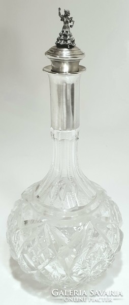 Liqueur glass with decorative silver fittings, pourer