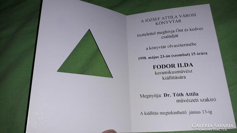 1998. Ceramic artist Ilda Fodor Szeged with exhibition invitation postcard according to the pictures