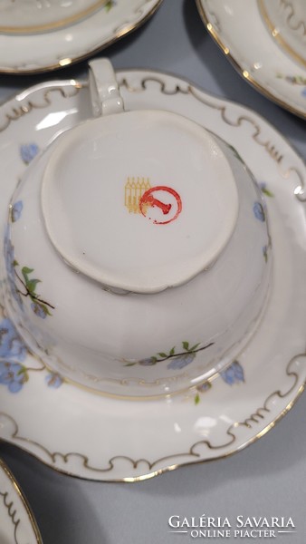 Zsolnay blue peach flower pattern porcelain tea set