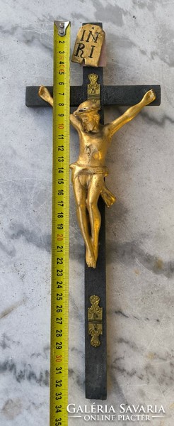 Antique Biedermeier cross corpus, Jesus Christ statue wall home decoration, crucifix