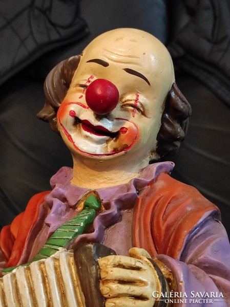 Retro, rare hard plastic, hamonic, clown figure - 34 cm