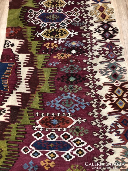 MERSIN - Anatóliai antik KILIM (Kelim) kézi szövésű gyapjú szőnyeg, 86 x 160 cm