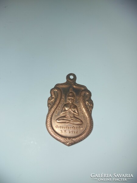 Double-sided Thai amulet, buddha, approx. 3 cm, presumably copper