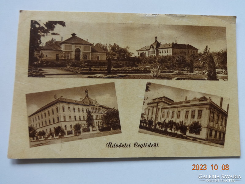 Old postcard: cegléd, details (1954)