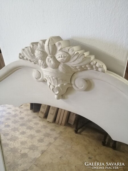 Vintage white carved mirror