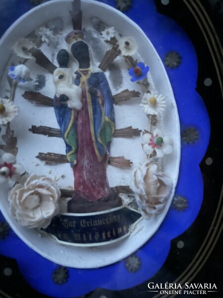 An old souvenir from Altötting, a wax figure, hand-made convent work, nun work