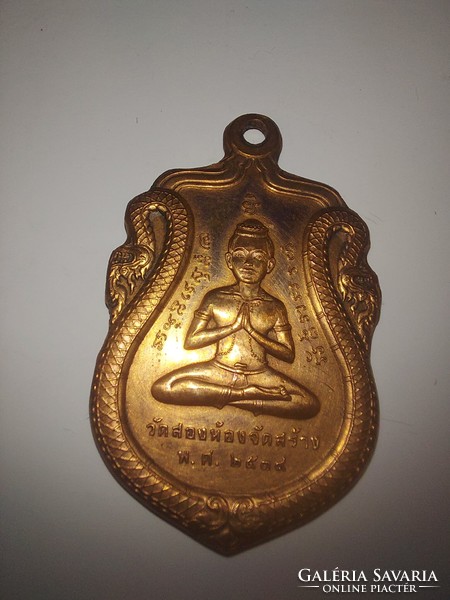 Kétoldalas Thai amulett, Buddha, kb.3 cm, vélhetően réz
