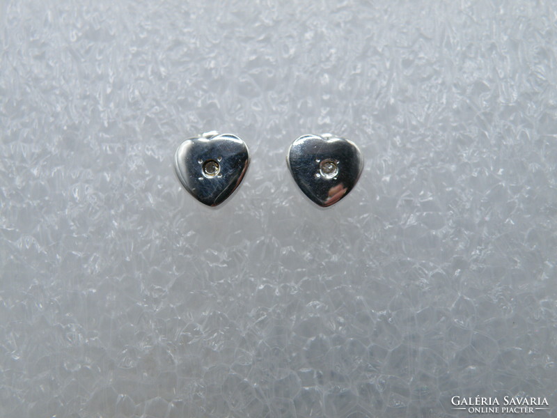 UK0143 áttetsző köves szív alakú ezüst fülbevaló bedugós