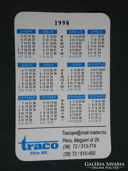 Kártyanaptár, Traco számitástechnikai üzlet,szerviz, Pécs, gyerek modell,1998, (6)