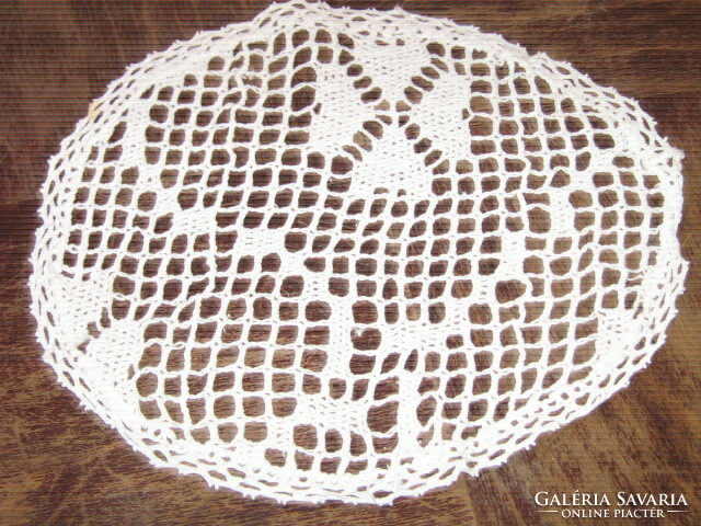 Charming antique hand-crocheted display tablecloth