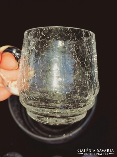 Csengő-bongó fátyolüveg készlet bólés tál 6 pohárral