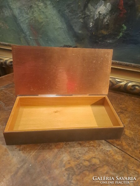 Industrial artist's spectacular red copper box with Szécs signature