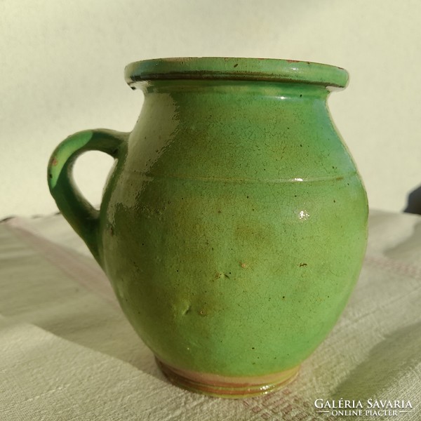 Antique glazed earthenware tap with handle