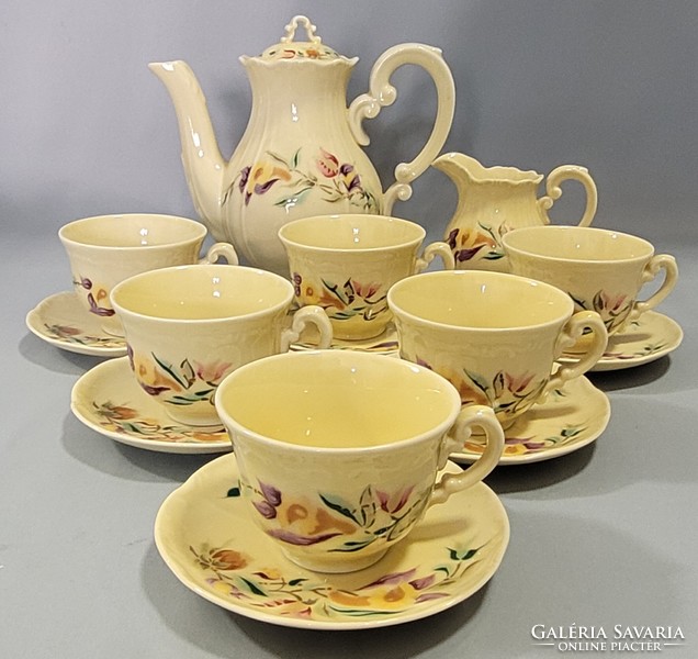 Zsolnay hand-painted porcelain mocha and coffee set for 6 people