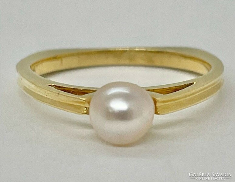 51 Es 18k gold 5mm edesvizi pearl ring