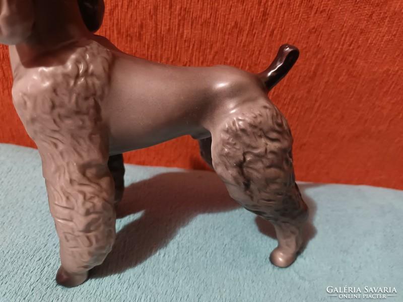 Hollóházi jelzett, festett gyönyörű nagyméretű uszkár kutyus - hibátlan