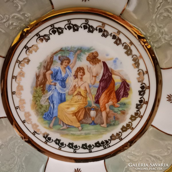 Csehszlovák, életkép jelenetes porcelán tányér. Kínáló. Dísztányér.