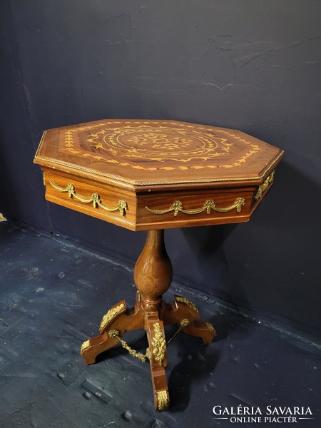 8 Corner marquetry table, side table, coffee table