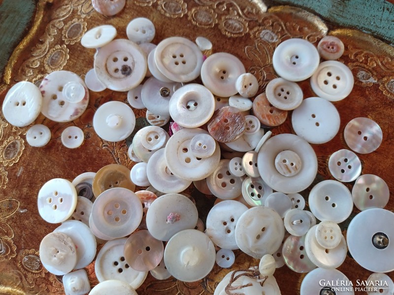 Antique mother-of-pearl buttons - vintage sewing accessories