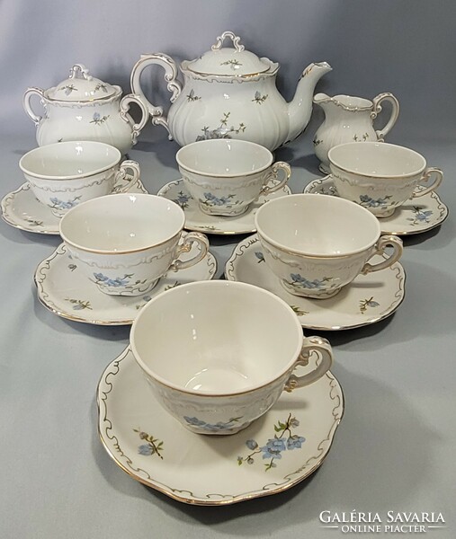 Zsolnay blue peach flower pattern porcelain tea set