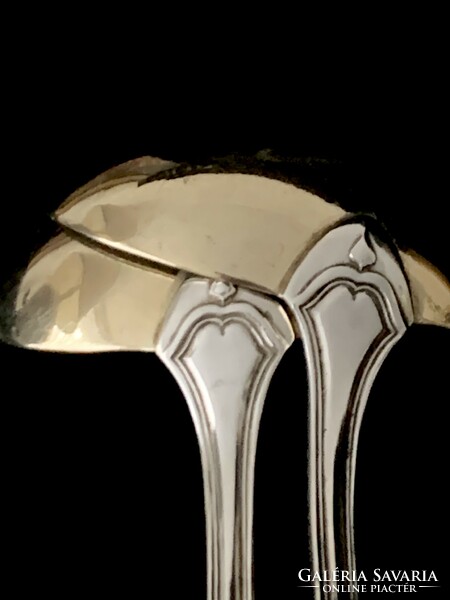 Pair of gold-plated silver ladles, in a box