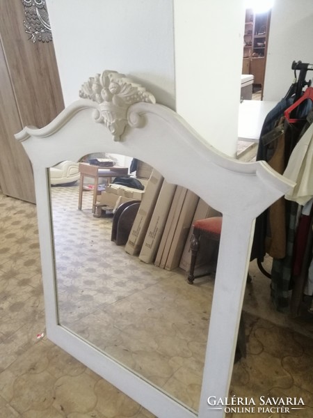 Vintage white carved mirror