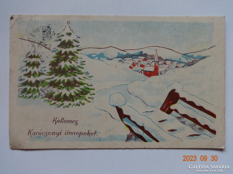 Régi grafikus karácsonyi üdvözlő képeslap (1941)