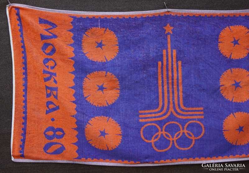 1980 Moszkva Olimpia ajándék emléktárgy ritkaság nagyméretű frottír törölköző fürdőlepedő