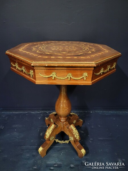 8 Corner marquetry table, side table, coffee table