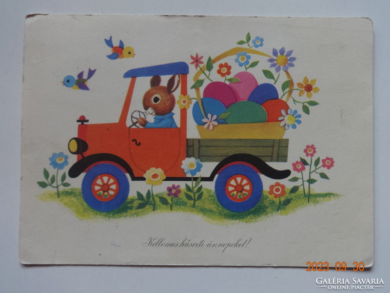 Old graphic Easter postcard - boór vera drawing