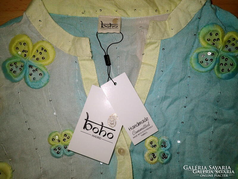 Új címkés Boho Madrid kézzel készített hímzett flitteres indiai női ruha felső tunika