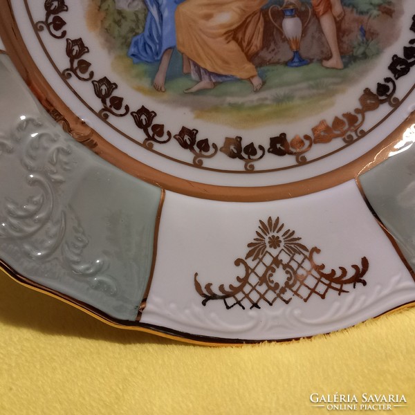 Csehszlovák, életkép jelenetes porcelán tányér. Kínáló. Dísztányér.