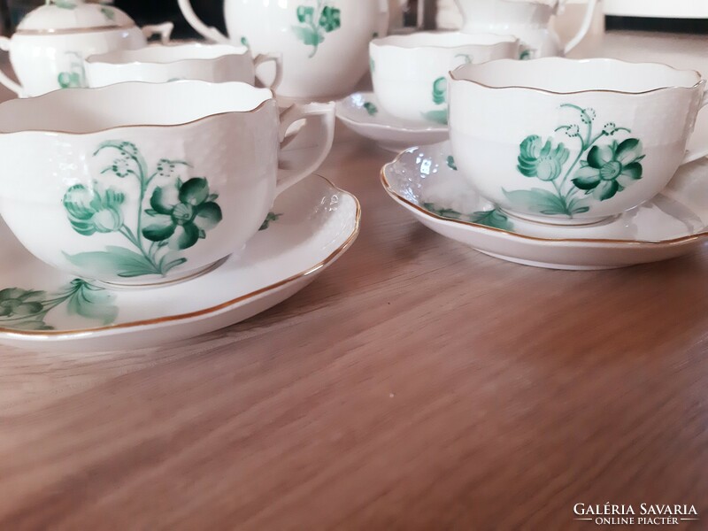 Herend porcelain tea set with green flower pattern