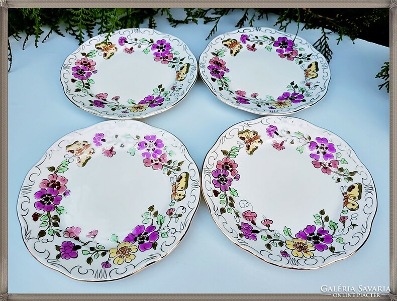 Zsolnay porcelain butterfly sandwich and cake plates in new condition