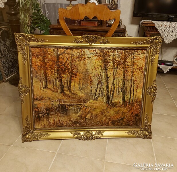 Antique sumptuous autumn landscape painting!