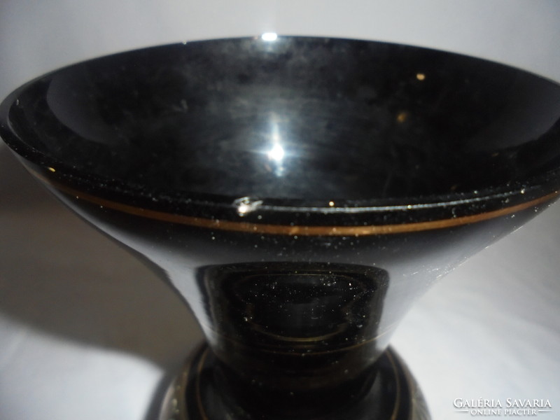 Retro fekete, aranyozott üveg váza