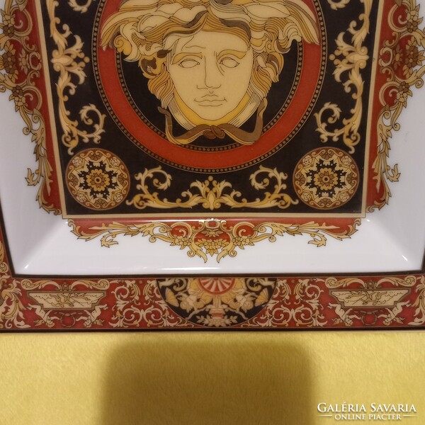 " VERSACE "  (  Medusa  )  Rosenthal, kocka alakú sorszámozott porcelán asztalközép, kínáló tál, tán