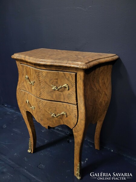 Baroque-style leather-coated small chest of drawers, bedside table, small chest of drawers