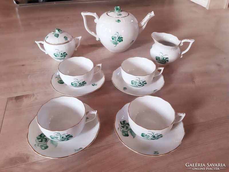 Herend porcelain tea set with green flower pattern