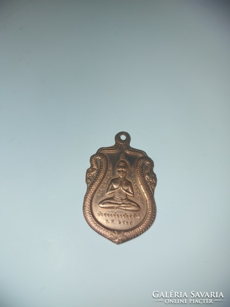 Double-sided Thai amulet, buddha, approx. 3 cm, presumably copper