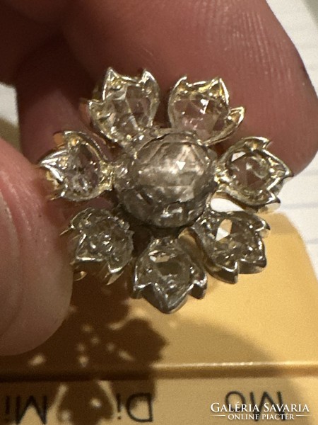 Margarita-style old original diamond ring/0.85 ct / polished 14kr gold ring for sale!Ara: 110,000.-