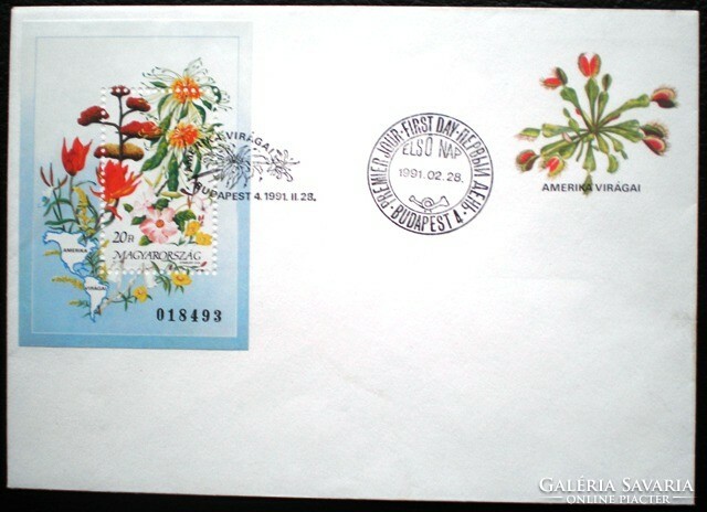 F4082 / 1991 flowers of continents - america block on fdc