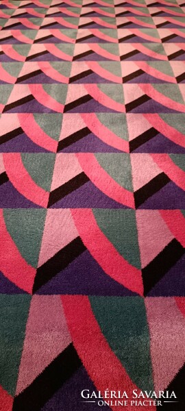 Vintage Italian wool rug in op art style.