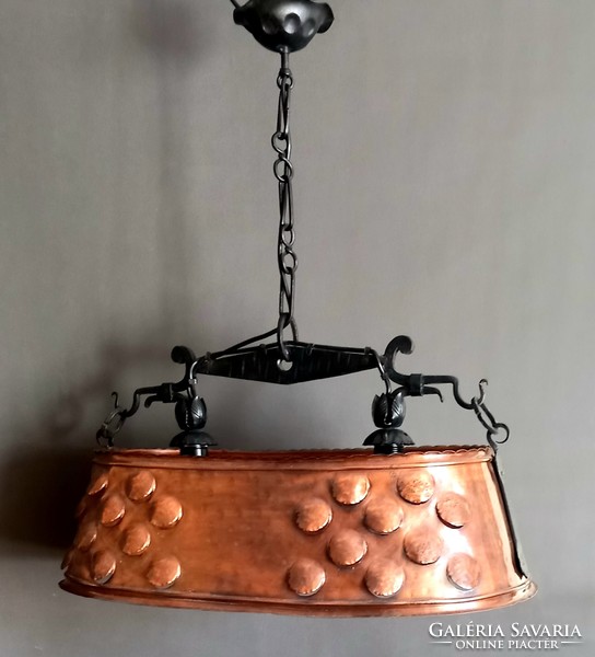 Hatslmas art and craft copper - wrought iron lamp chandelier. Negotiable!