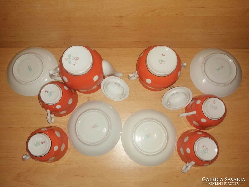 Orosz porcelán pöttyös teás készlet