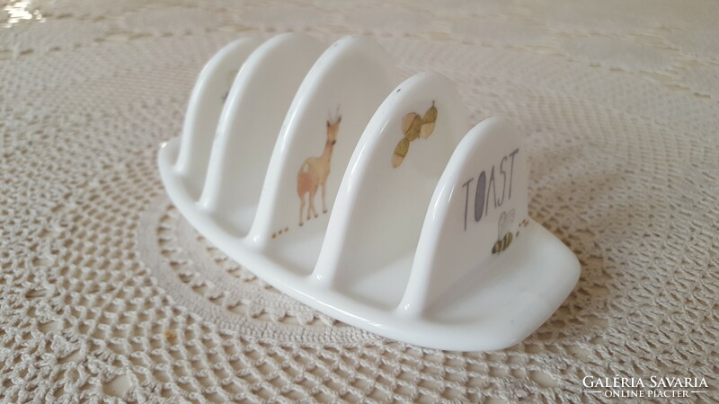 Porcelain toast holder with pictures of animal figures