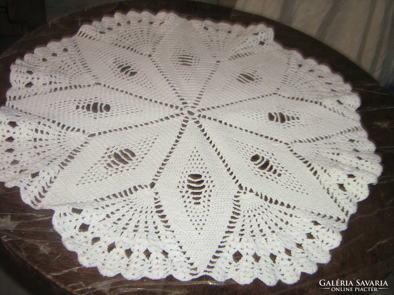 Beautiful antique handmade crochet round tablecloth