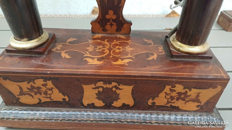 Antik Kandalló óra Biedermeier intarziàs asztali óra bim-bam
