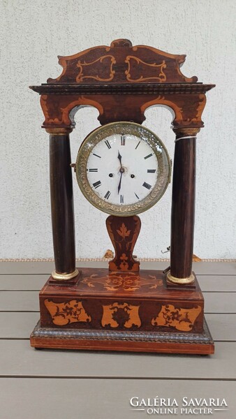 Antique mantel clock biedermeier marquetry table clock bim-bam