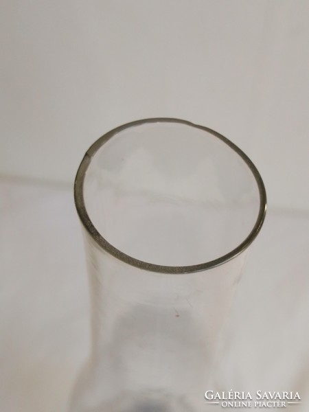 Antik régi asztali petróleum lámpa üveg tartály szecessziós spiáter fém talp 42 cm